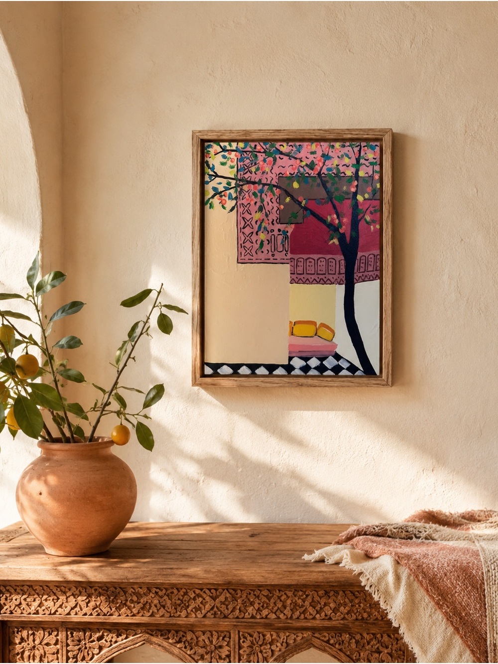 Ksenia Tsyganyuk Original Oil Painting In The Shade of Orange Ukraine Framed Art